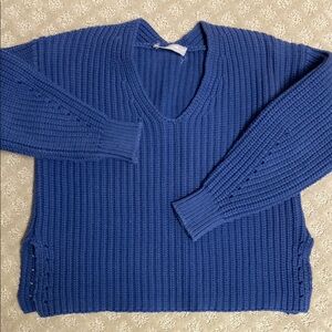 Blue V-Neck Women's Sweater